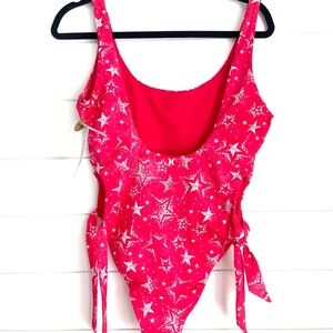 Hurley Vibrant Red Star One-Piece Swimsuit, Size XL